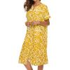 Ekouaer House Dress for Women with Pockets Button Down Duster Housecoat Short Sleeve Mumu Nightgown S-XXXL(Yellow Flower)