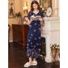 Ekouaer Long Nightgown Women’s Loungewear Short Sleeve Sleepwear Full Length Sleep Shirt with Pockets(Black Butterfly)