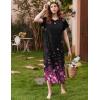 Ekouaer Long Nightgown Women’s Loungewear Short Sleeve Sleepwear Full Length Sleep Shirt with Pockets(Black Sakura)