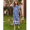 Ekouaer Long Nightgown Women’s Loungewear Short Sleeve Sleepwear Full Length Sleep Shirt with Pockets(Blue Bohemian Flowers)