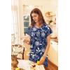 Ekouaer Long Nightgown Women’s Loungewear Short Sleeve Sleepwear Full Length Sleep Shirt with Pockets(Blue Ethnic Flower)