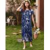 Ekouaer Long Nightgown Women’s Loungewear Short Sleeve Sleepwear Full Length Sleep Shirt with Pockets(Blue Ethnic Flower)
