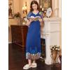 Ekouaer Long Nightgown Women’s Loungewear Short Sleeve Sleepwear Full Length Sleep Shirt with Pockets(Blue Floral)