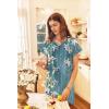 Ekouaer Long Nightgown Women’s Loungewear Short Sleeve Sleepwear Full Length Sleep Shirt with Pockets(Blue Flower)