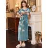 Ekouaer Long Nightgown Women’s Loungewear Short Sleeve Sleepwear Full Length Sleep Shirt with Pockets(Blue Flower)