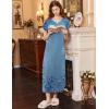 Ekouaer Long Nightgown Women’s Loungewear Short Sleeve Sleepwear Full Length Sleep Shirt with Pockets(Blue Ink Flower)