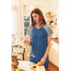 Ekouaer Long Nightgown Women’s Loungewear Short Sleeve Sleepwear Full Length Sleep Shirt with Pockets(Blue/Grey)