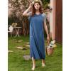 Ekouaer Long Nightgown Women’s Loungewear Short Sleeve Sleepwear Full Length Sleep Shirt with Pockets(Blue/Grey)