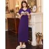 Ekouaer Long Nightgown Women’s Loungewear Short Sleeve Sleepwear Full Length Sleep Shirt with Pockets(Dark Violet)