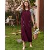 Ekouaer Long Nightgown Women’s Loungewear Short Sleeve Sleepwear Full Length Sleep Shirt with Pockets(Fuchsia/Grey)