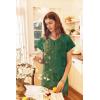 Ekouaer Long Nightgown Women’s Loungewear Short Sleeve Sleepwear Full Length Sleep Shirt with Pockets(Green Ethnic Style)