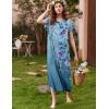 Ekouaer Long Nightgown Women’s Loungewear Short Sleeve Sleepwear Full Length Sleep Shirt with Pockets(Light Blue Flower)