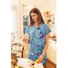 Ekouaer Long Nightgown Women’s Loungewear Short Sleeve Sleepwear Full Length Sleep Shirt with Pockets(Light Blue Flower)