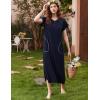 Ekouaer Long Nightgown Women’s Loungewear Short Sleeve Sleepwear Full Length Sleep Shirt with Pockets(Navy Blue)