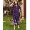 Ekouaer Long Nightgown Women’s Loungewear Short Sleeve Sleepwear Full Length Sleep Shirt with Pockets(Purple Flower)
