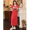 Ekouaer Long Nightgown Women’s Loungewear Short Sleeve Sleepwear Full Length Sleep Shirt with Pockets(Red Christmas Tree)