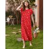 Ekouaer Long Nightgown Women’s Loungewear Short Sleeve Sleepwear Full Length Sleep Shirt with Pockets(Red Christmas Tree)