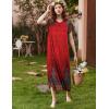 Ekouaer Long Nightgown Women’s Loungewear Short Sleeve Sleepwear Full Length Sleep Shirt with Pockets(Red Ethnic Print)