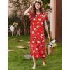 Ekouaer Long Nightgown Women’s Loungewear Short Sleeve Sleepwear Full Length Sleep Shirt with Pockets(Red Snowman)