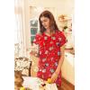 Ekouaer Long Nightgown Women’s Loungewear Short Sleeve Sleepwear Full Length Sleep Shirt with Pockets(Red Snowman)