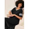 Ekouaer Long Nightgown, Womens V Neck Loungewear Oversized Sleepwear Loose Sleep Dress S-4XL(Black)
