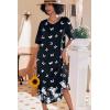 Ekouaer Long Nightgown, Womens V Neck Loungewear Oversized Sleepwear Loose Sleep Dress S-4XL(Black Butterfly)