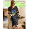 Ekouaer Long Nightgown, Womens V Neck Loungewear Oversized Sleepwear Loose Sleep Dress S-4XL(Black Forest)