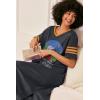 Ekouaer Long Nightgown, Womens V Neck Loungewear Oversized Sleepwear Loose Sleep Dress S-4XL(Black Forest)