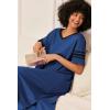 Ekouaer Long Nightgown, Womens V Neck Loungewear Oversized Sleepwear Loose Sleep Dress S-4XL(Blue)