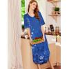Ekouaer Long Nightgown, Womens V Neck Loungewear Oversized Sleepwear Loose Sleep Dress S-4XL(Blue Ethnic Style)