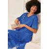 Ekouaer Long Nightgown, Womens V Neck Loungewear Oversized Sleepwear Loose Sleep Dress S-4XL(Blue Ethnic Style)