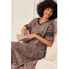 Ekouaer Long Nightgown, Womens V Neck Loungewear Oversized Sleepwear Loose Sleep Dress S-4XL(Brown Leopard Print)