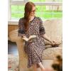 Ekouaer Long Nightgown, Womens V Neck Loungewear Oversized Sleepwear Loose Sleep Dress S-4XL(Brown Leopard Print)