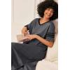 Ekouaer Long Nightgown, Womens V Neck Loungewear Oversized Sleepwear Loose Sleep Dress S-4XL(Dark Grey)