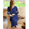 Ekouaer Long Nightgown, Womens V Neck Loungewear Oversized Sleepwear Loose Sleep Dress S-4XL(Deep Blue)