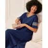 Ekouaer Long Nightgown, Womens V Neck Loungewear Oversized Sleepwear Loose Sleep Dress S-4XL(Deep Blue)