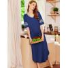 Ekouaer Long Nightgown, Womens V Neck Loungewear Oversized Sleepwear Loose Sleep Dress S-4XL(Deep Blue)
