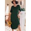 Ekouaer Long Nightgown, Womens V Neck Loungewear Oversized Sleepwear Loose Sleep Dress S-4XL(Green)
