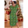 Ekouaer Long Nightgown, Womens V Neck Loungewear Oversized Sleepwear Loose Sleep Dress S-4XL(Green Christmas)