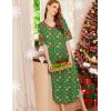 Ekouaer Long Nightgown, Womens V Neck Loungewear Oversized Sleepwear Loose Sleep Dress S-4XL(Green Christmas)