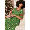 Ekouaer Long Nightgown, Womens V Neck Loungewear Oversized Sleepwear Loose Sleep Dress S-4XL(Green Christmas)