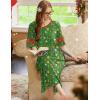 Ekouaer Long Nightgown, Womens V Neck Loungewear Oversized Sleepwear Loose Sleep Dress S-4XL(Green Christmas)