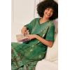 Ekouaer Long Nightgown, Womens V Neck Loungewear Oversized Sleepwear Loose Sleep Dress S-4XL(Green Ethnic Style)