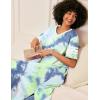 Ekouaer Long Nightgown, Womens V Neck Loungewear Oversized Sleepwear Loose Sleep Dress S-4XL(Green Tie Dye)