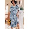 Ekouaer Long Nightgown, Womens V Neck Loungewear Oversized Sleepwear Loose Sleep Dress S-4XL(Grey Tie Dye)