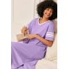 Ekouaer Long Nightgown, Womens V Neck Loungewear Oversized Sleepwear Loose Sleep Dress S-4XL(Lavender)