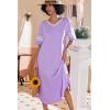 Ekouaer Long Nightgown, Womens V Neck Loungewear Oversized Sleepwear Loose Sleep Dress S-4XL(Lavender)