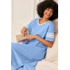 Ekouaer Long Nightgown, Womens V Neck Loungewear Oversized Sleepwear Loose Sleep Dress S-4XL(Light Blue)