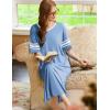 Ekouaer Long Nightgown, Womens V Neck Loungewear Oversized Sleepwear Loose Sleep Dress S-4XL(Light Blue)