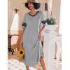 Ekouaer Long Nightgown, Womens V Neck Loungewear Oversized Sleepwear Loose Sleep Dress S-4XL(Light Grey)